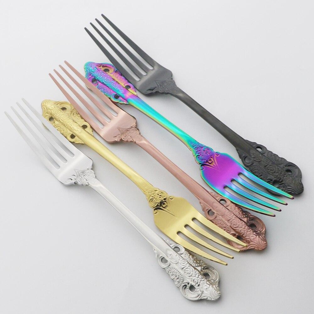 Dinnerware Rainbow Fork Court Style Tableware Cutlery Set Stainless Steel Cutlery Set Sliverware Suitable for Kitchen Outdoor