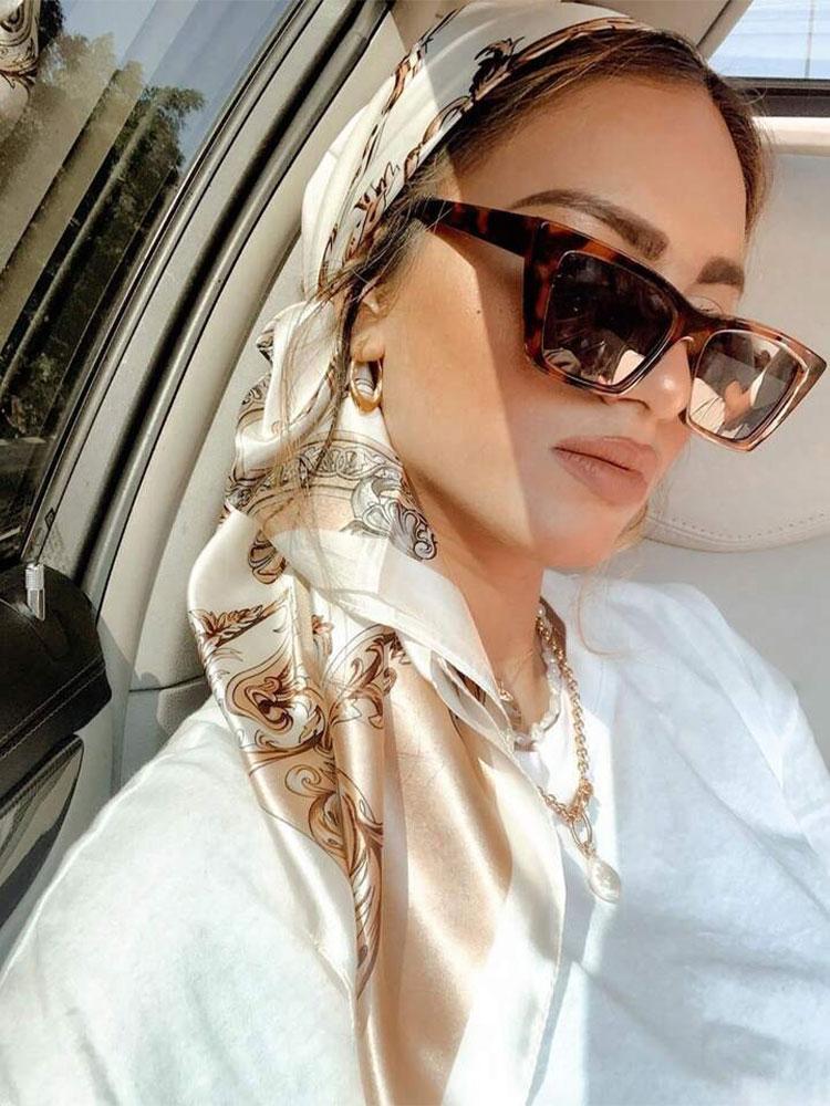 Yiran Shoe Industry Women's Summer Design Kerchief 90*90Cm Scarf Sunscreen Foulard Shawl Hijab Hair Hijab Wraps Neckerchief Bandanda
