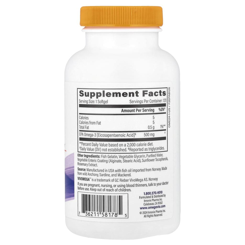 Epa 500, Omega 3, 500Mg, 120 Softgels