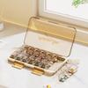 Portable Weekly Pill Organizer with Transparent, Sealed Compartments.