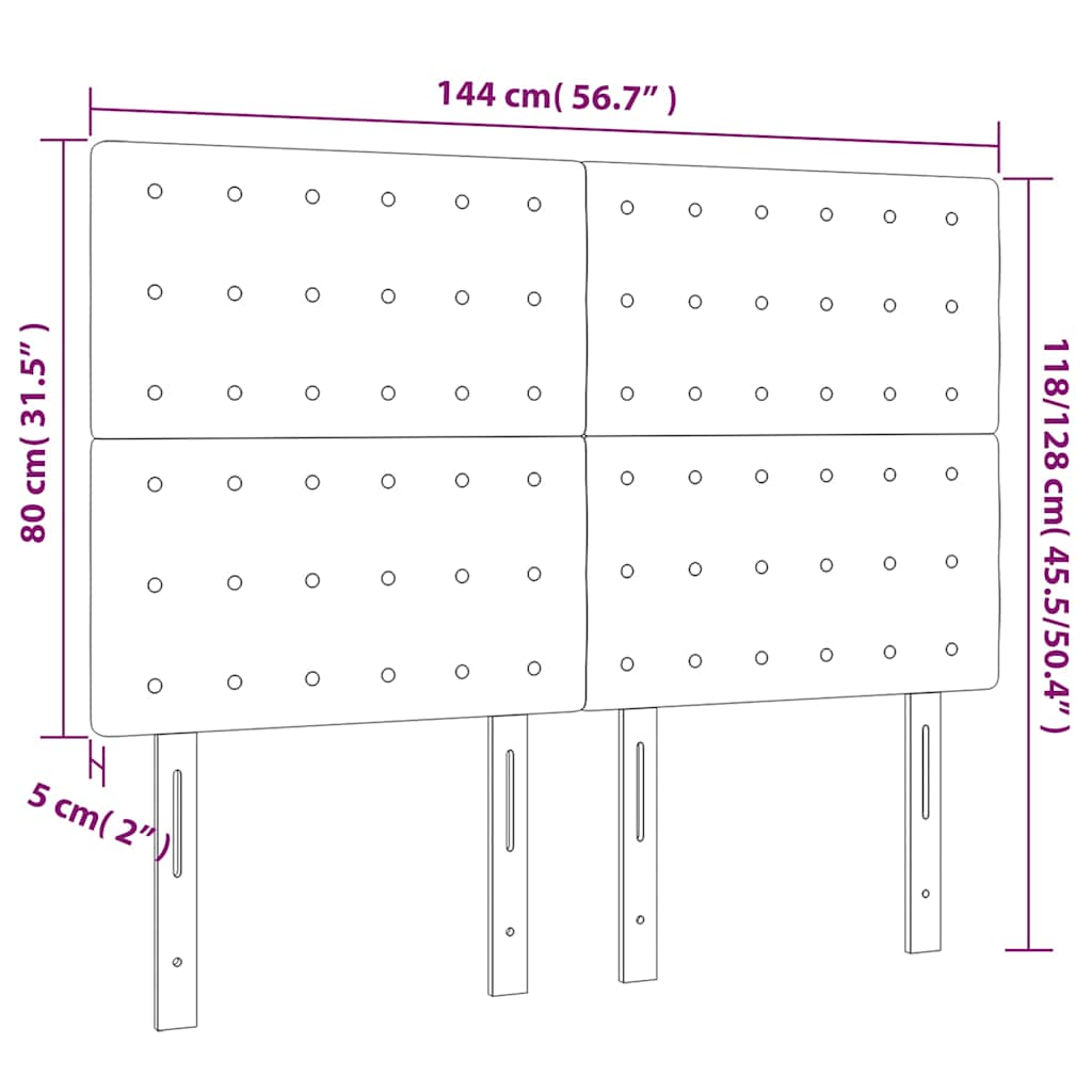 vidaXL LED Kopfteil Weiß 144x5x118/128 cm Kunstleder