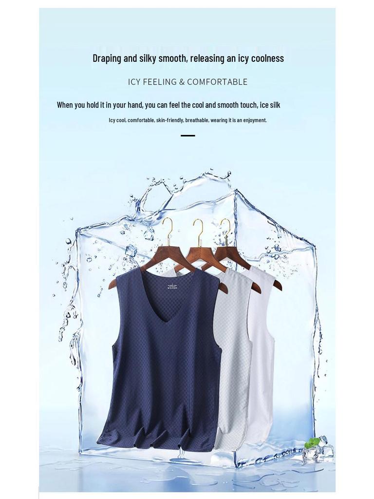 Men's Quick-Drying Slim Fit V-Neck Mesh Ice Silk Summer Tank Top