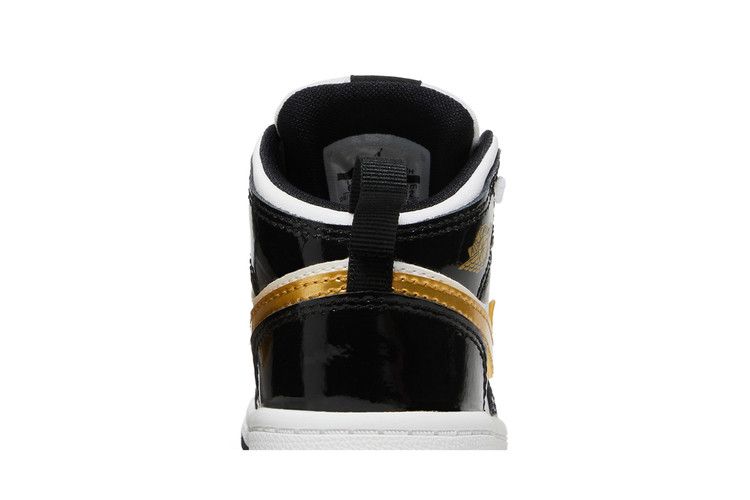Kids' Sneakers Nike Jordan 1 Mid Patent Black White Gold (TD) Black/White-Metallic Gold