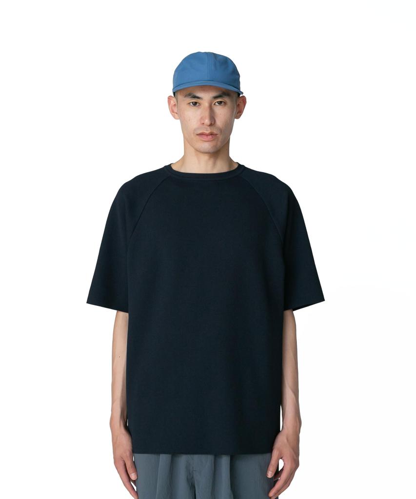 Snow Peak Knit Raglan Pullover Short Sleeve Size for Men and Women Co/Pe KN-25SU003 T-Shirt, Navy, S,