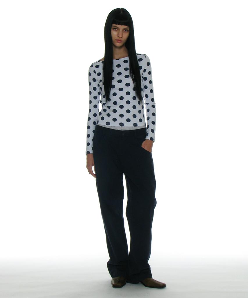 PARTIMENTO WOMEN Dot All-Over Printed Long Sleeve Tee_White
