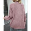 Womens Loose Long Lantern Sleeve Thick Solid Knit Cardigan Sweater Coat With Pockets