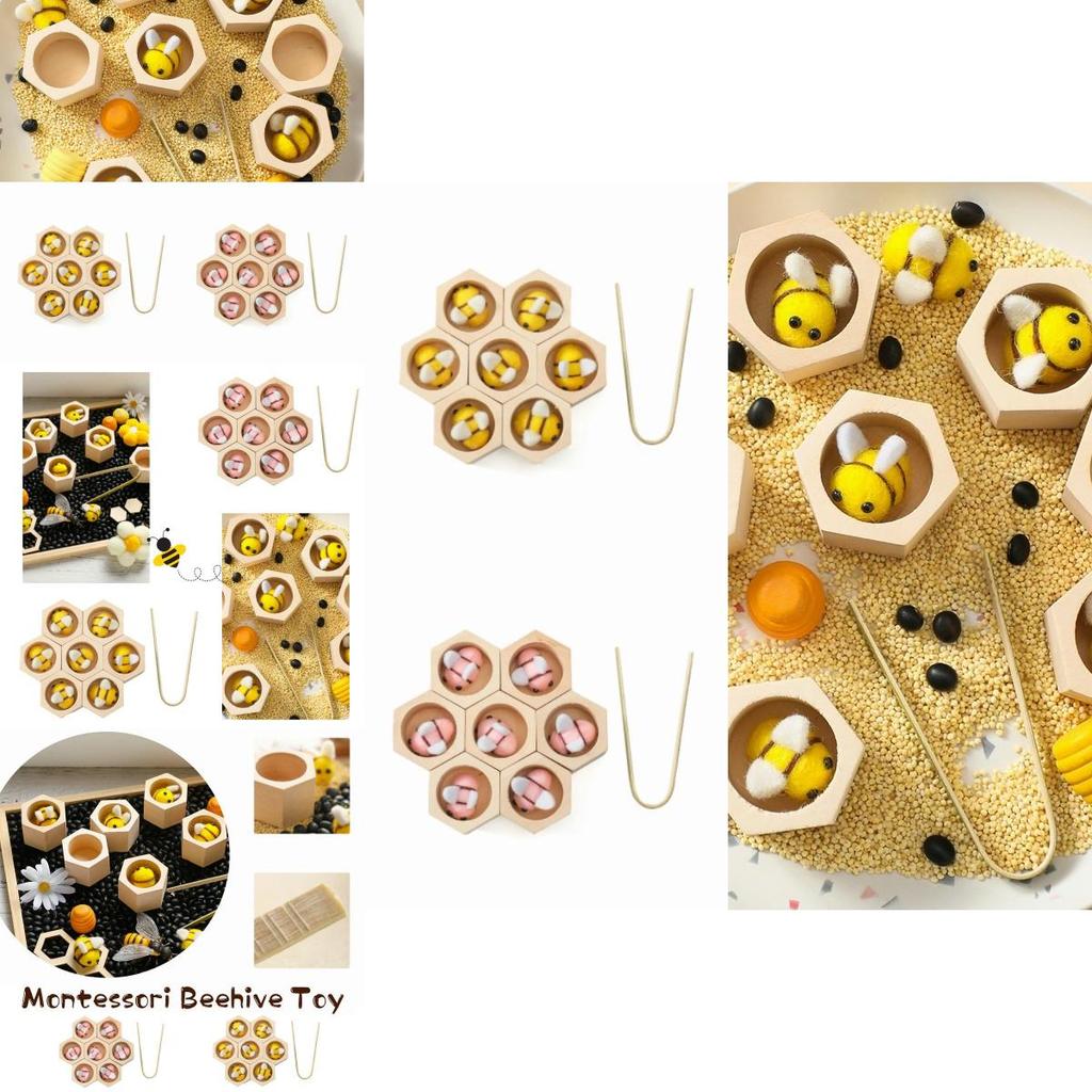 Montessori Wooden Beehive Clip Toy For Children Hand-eye Coordination, Color Recognition And Counting Skills Training