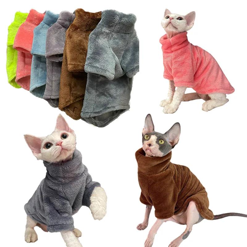 Warm Sphynx Cat Turtleneck Coat for Small Medium Dogs Clothes Jacket Kitten Costume Bulldog Poodle Pug Outfits Sweater