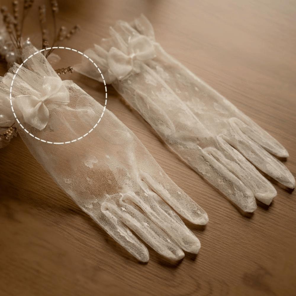 Soft Bridal Gloves Thin Mesh Short Lace Gloves Elegant Wedding Gloves  Bridesmaids