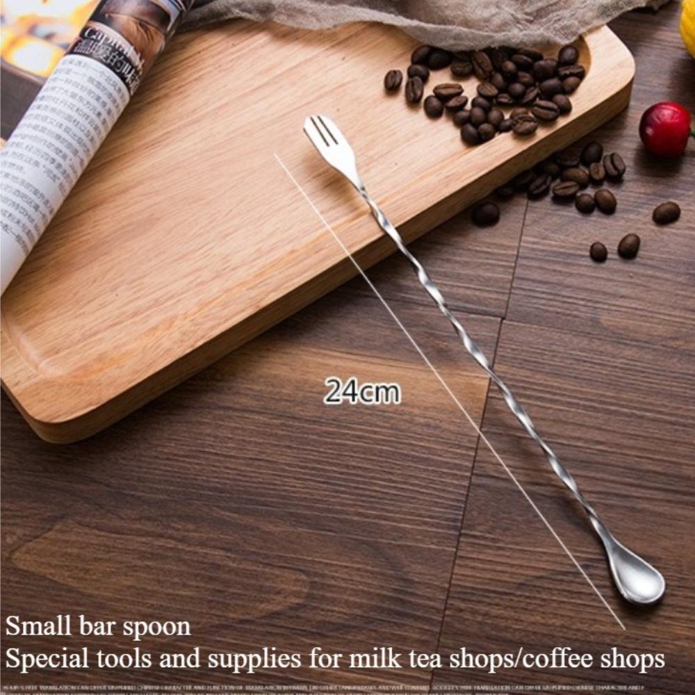 

Stainless Steel Long Bar Spoon - Cocktail Mixing Stick for Bartenders, Coffee/Milk Tea Stirrer for Home Café Bar Use KFS-015 Small bar spoon срібний