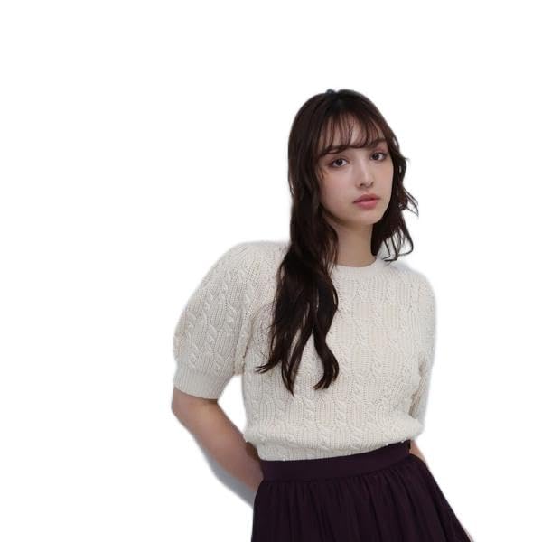 Natural Beauty Basics Cable Pearl Knit Sweater, Women's, Off-White