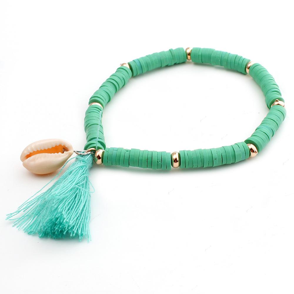 1String 18.5cm Tassel Colored Soft Clay Bracelet Resin Shell Pendant Diy High-quality Men Women Bracelet Jewelry Gift