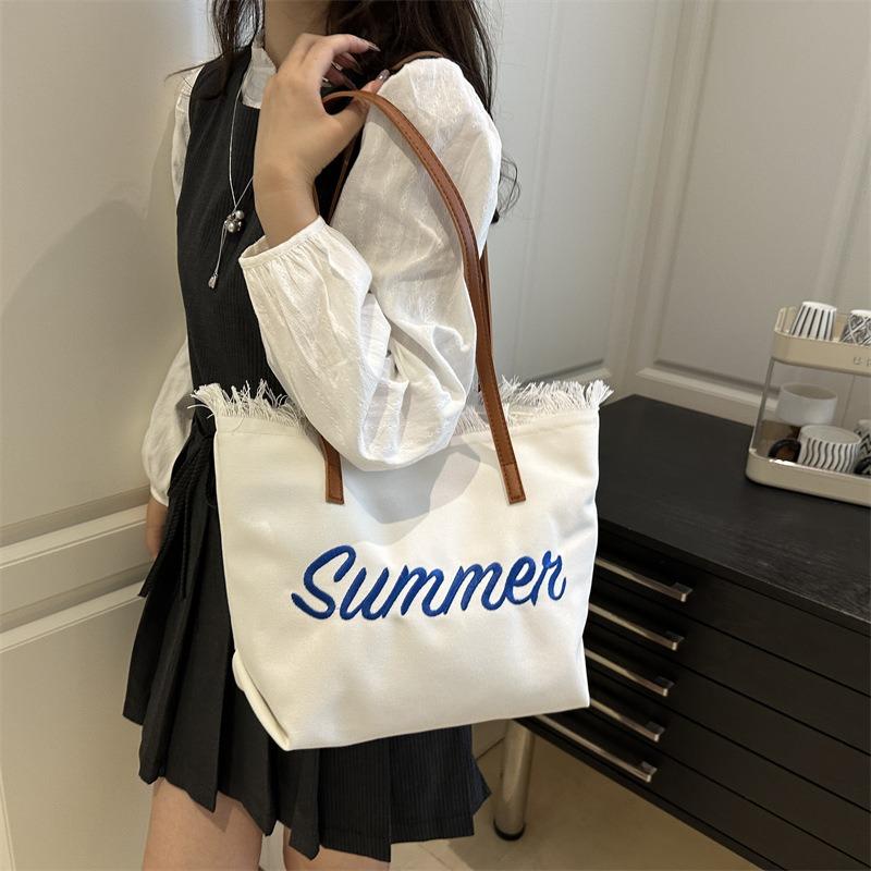 Summer New Casual Large-capacity Burr Bag Beach Bag Women's Shoulder Casual Simple Tote Big Bag