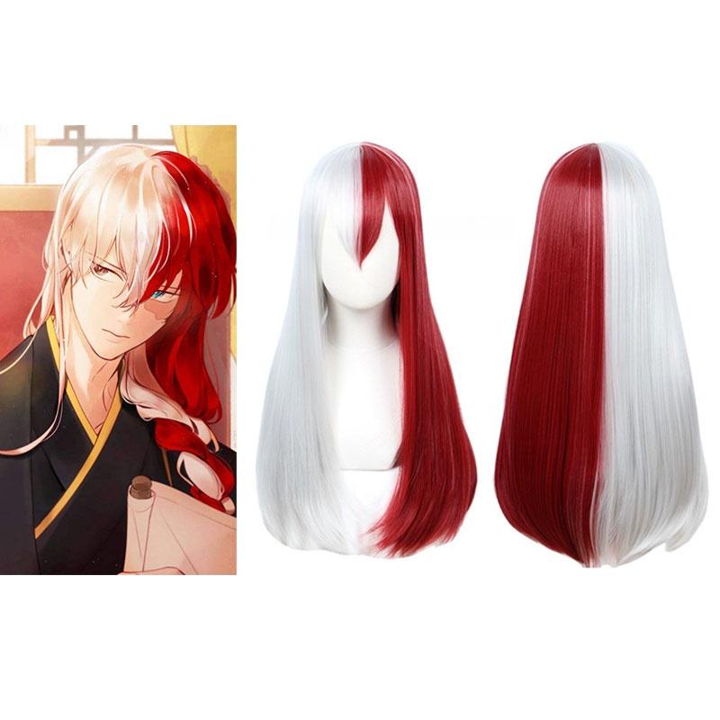 My Hero Academia Cosplay-Perücke für Todoroki- und Bakugo-Fans, 65 cm lang, rot-weiß