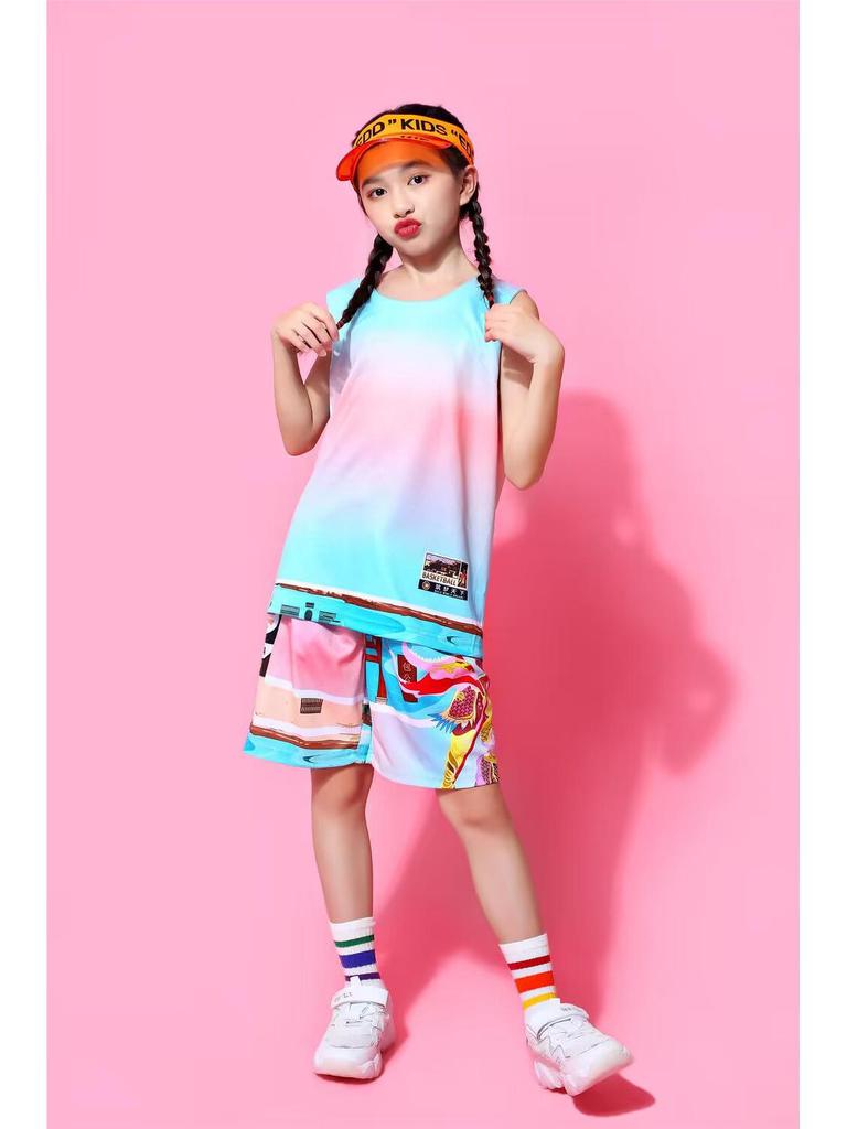 Ultra-Fast Summer Basketball Jersey Set for Girls - Sports Training Uniform for Primary and Middle School Students