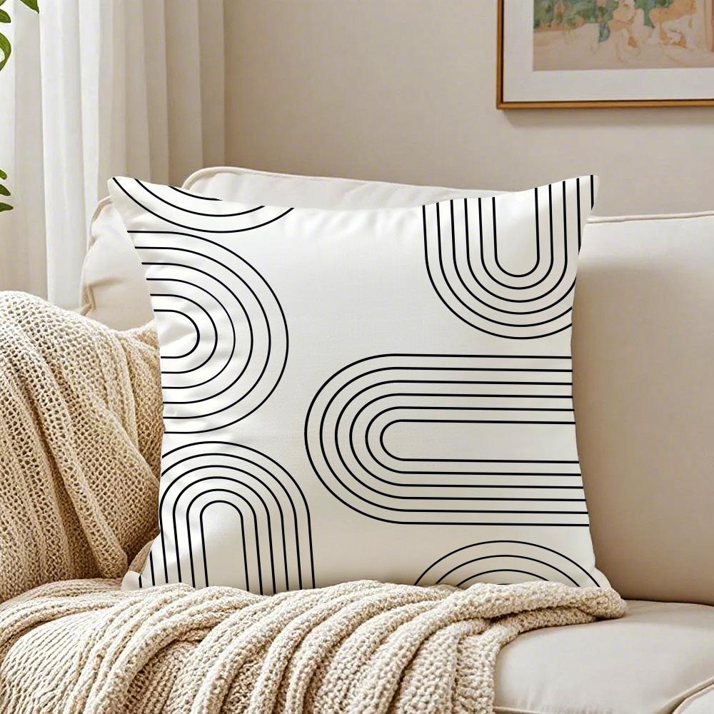 M-Minimalist Geometric Lines Cushion Cover Pillowcase Anti-Dustmite Living Room Sofa Decor Cushion Room