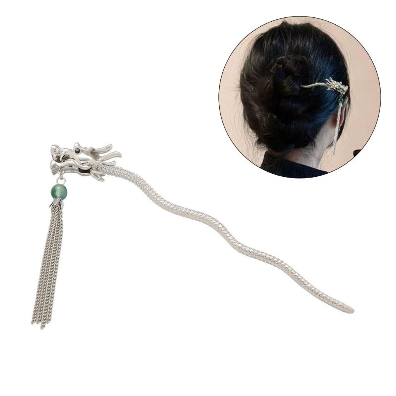 Temperament Dragon Shape Hair Pin New Chinese Style Hair Pins Cheongsam Hanfu Hair Accessories for Woman Teens Long Hair