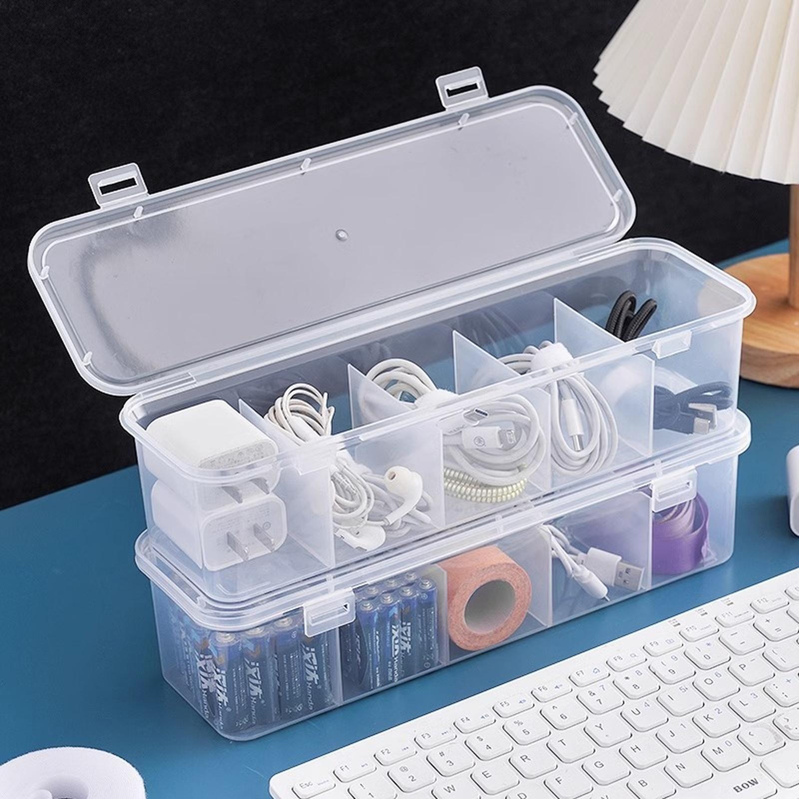 

Large-capacity covered cable manaSynthetic Gemstoneent box, 5 compartments - a space-saving desktop storage solution for offices and one size білий