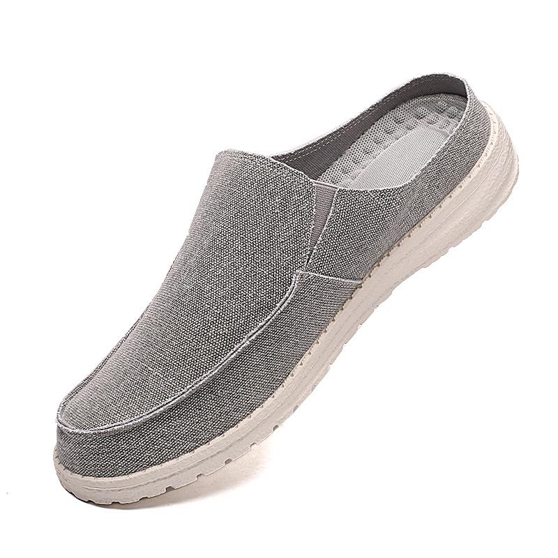 Canvas Shoes Large Size Men's Summer Half Tray Light Breathable Lazy Shoes Casual One Pedal Cloth Shoes Foreign Trade