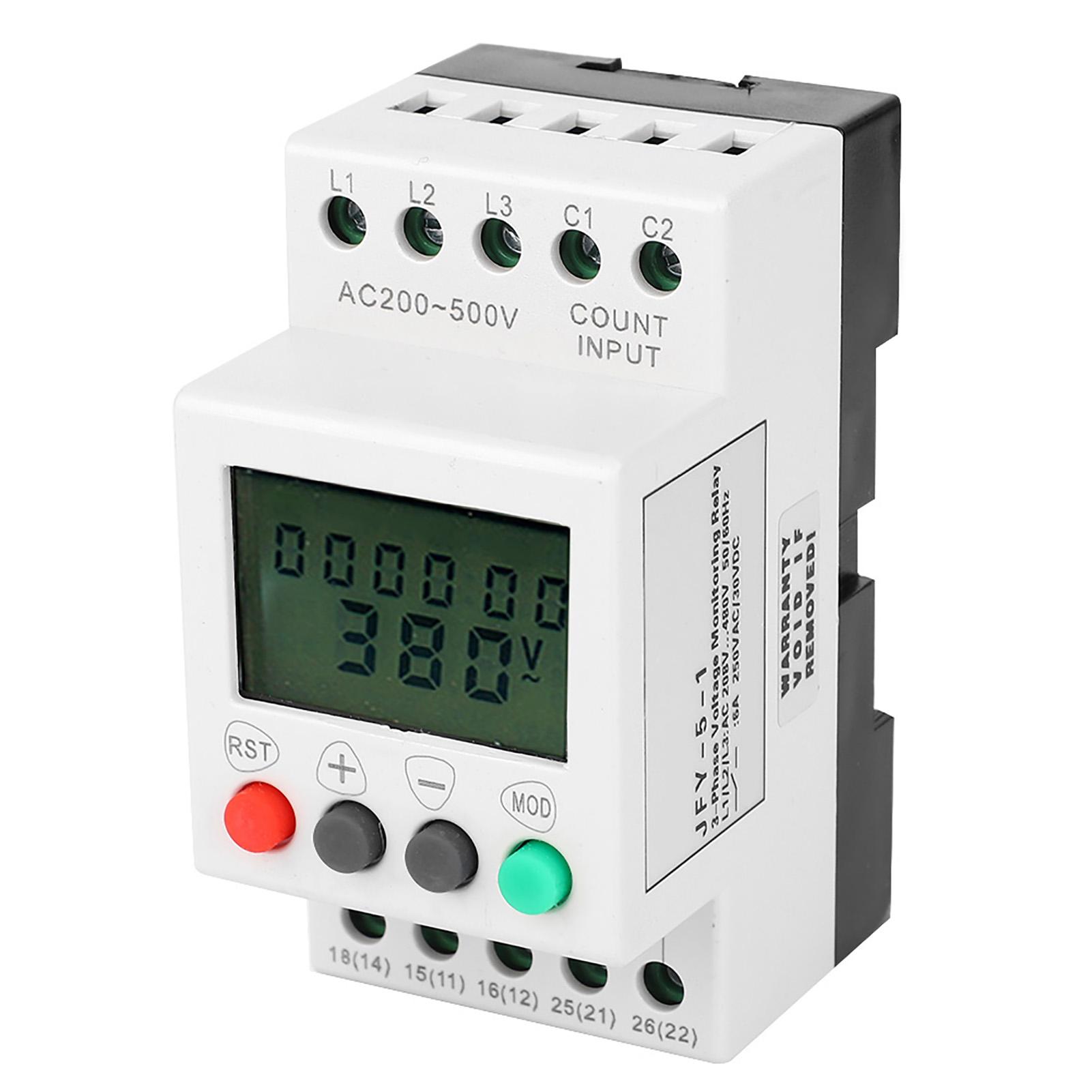 

JFY 5 1 Over Under Voltage Phase Failure LCD Display Protector 3 Phase Voltage Monitor Relay