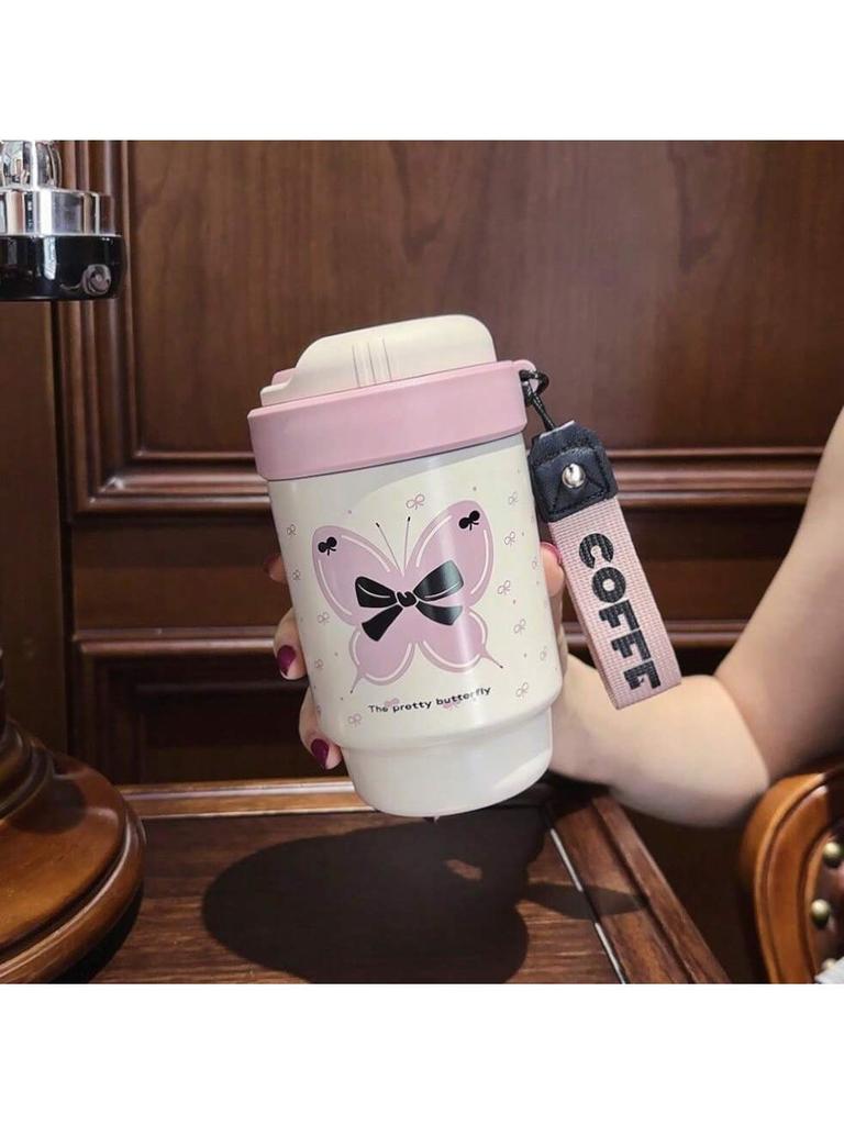 Cestovní hrnek na kávu, Odolný proti rozlití a úniku, Nerezová termoska s víčkem, Opakovaně použitelný, Vhodný pro horké i studené