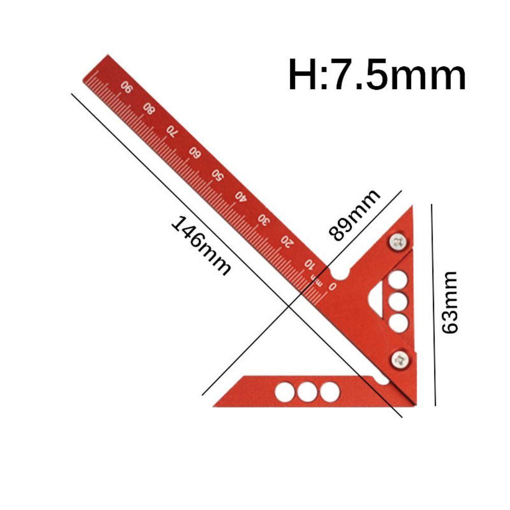 Portable Center Scribe 45/90° Carpenter Ruler Durable Right Angle Line Gauge  Wood Measuring Tool