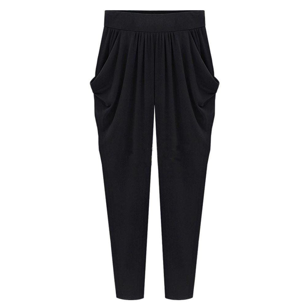 Size Womens Plus Fashion Elastic High Waist Long Harem Loose Pants Trousers