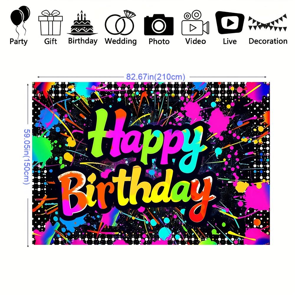 2D flat 1pc neon fountain graffiti style birthday polyester background very suitable for parties and anniversaries