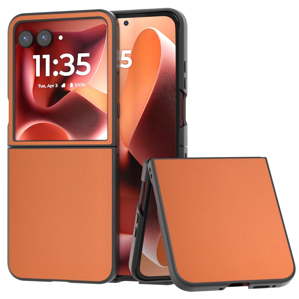 For Motorola Razr 60 Ultra 5G Case Electroplating Edge PU Leather Coated PC Phone Cover