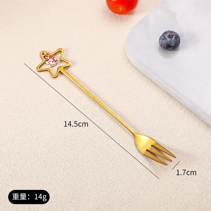 Stainless Steel Spoon Fork Cutlery Set Cute Christmas Pendant Dessert Spoon Coffee Stirrer Spoon Hand Accessory Cuchara Pequeña