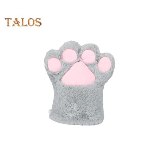 

1 шт. женские зимние варежки в форме мультяшной кошачьей лапы для косплея, толстые плюшевые противоскользящие перчатки для удержания тепла на открытом воздухе для катания на лыжах и велоспорта серый