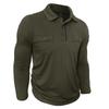 Spring Autumn Men's Long Sleeve Casual Polo Shirts Solid Lapel Button Up Pull On Polos Man