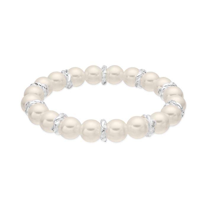 Bracelet - LUXENTER - Clasow - perles blanches - finition argent - femme