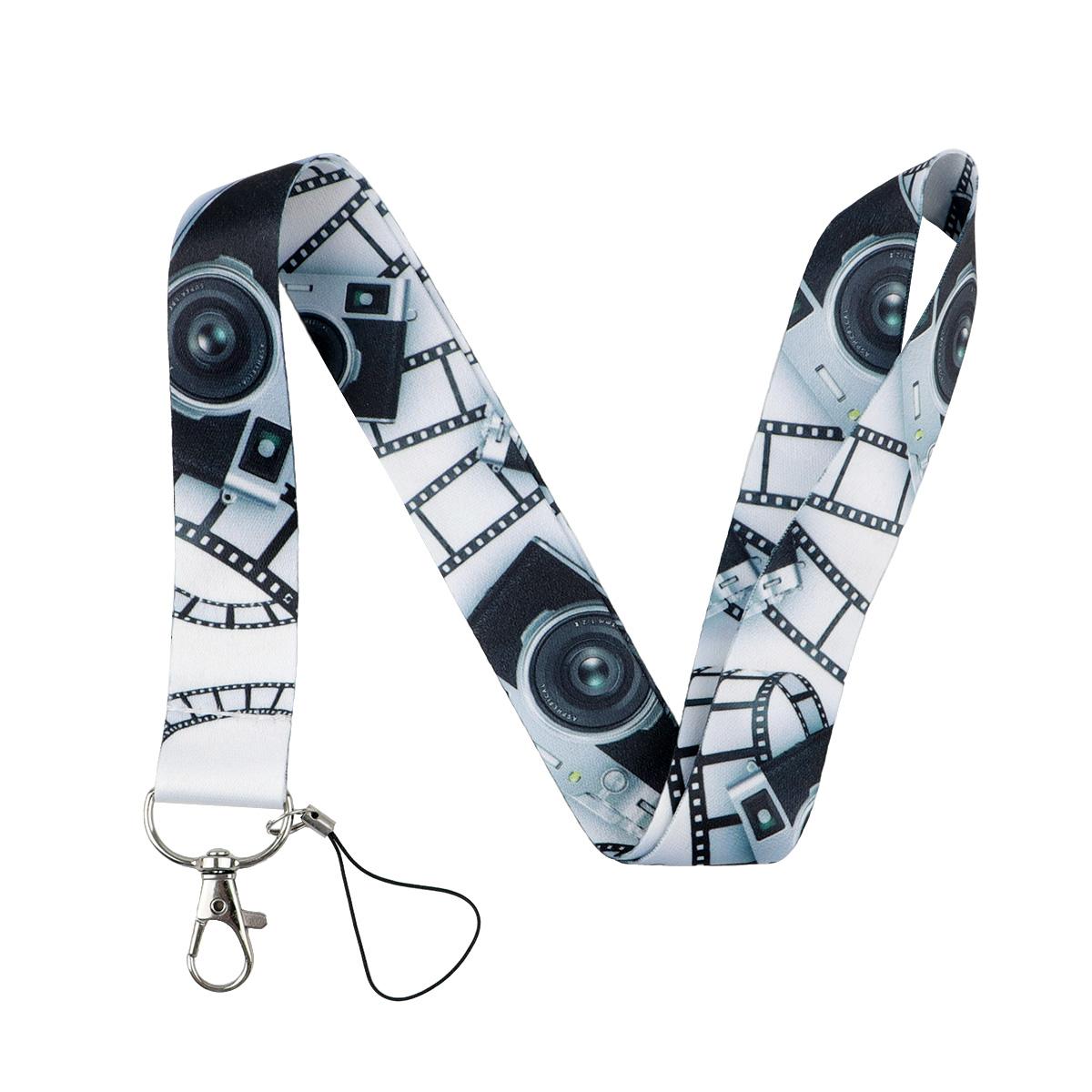 

Retro Camera Lanyard Keychain Film Strip Pattern Ribbon Hang Rope Keyring Mobile Phone Neck Straps Key Ring Photographers Gifts