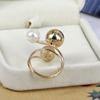 Female Wedding Trinket Adjustable Opening Exaggeration with Metal Balls Women Rings Simulated Pearl
