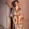 Premium Jacquard Satin Bridal Bathrobe & Nightgown Set for Autumn