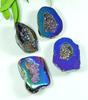 30-33 MM Rainbow Titanium Aura Agate Druzy Fancy Loose Gemstone 4Pcs Lot SY-108