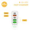 Dual Type-C & Triple USB Multi-Port Charger QC3.0 + PD, 65W Fast Charger for Mobile Phone.