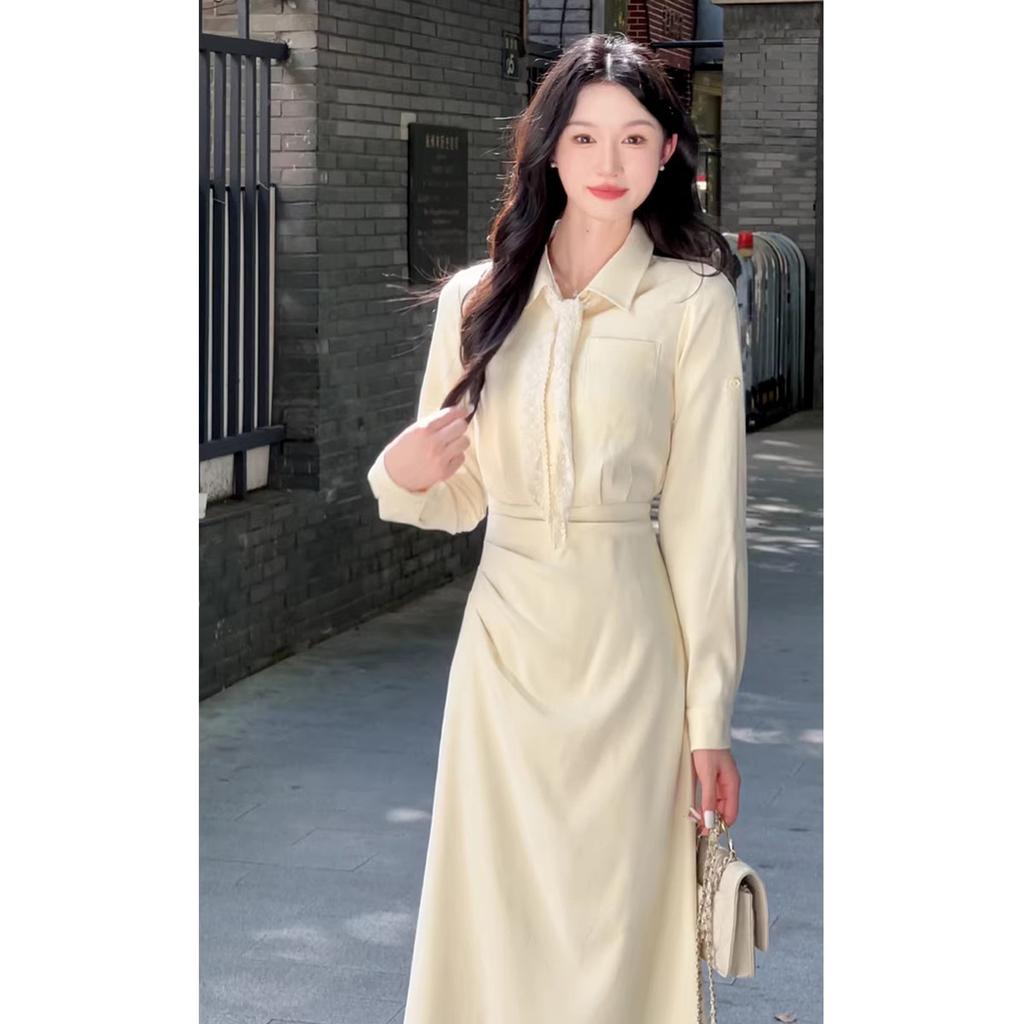 2026 New Style Korean Style Spring and Summer Outfit, Stunning and Versatile, High-End Long-Sleeved Shirt Dress for Women