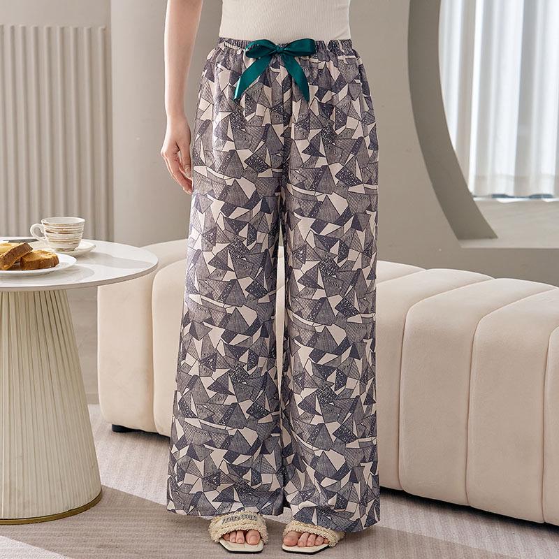 Women's Plus Size Cotton Silk Pajamas - Spring/Summer Lightweight Wide-Leg Pants for Beach, Loose Fit, Can Be Worn Outside