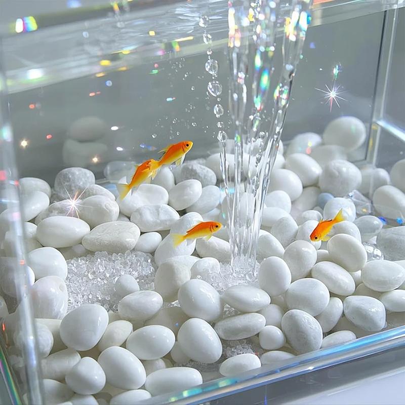 200~800g Weiße Kieselsteine 2~3cm Landschaftsgestaltung und Straßenbelag Hochglanz-Regenblumensteine Pooldekoration Stein TMZ