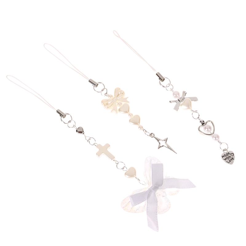 

Sweet Cool Butterfly Phone Chain Bowknot Love Shell Beaded Pendant Charm Earphone Case Hanging Rope Ccd Lanyard Strap Bag Decor