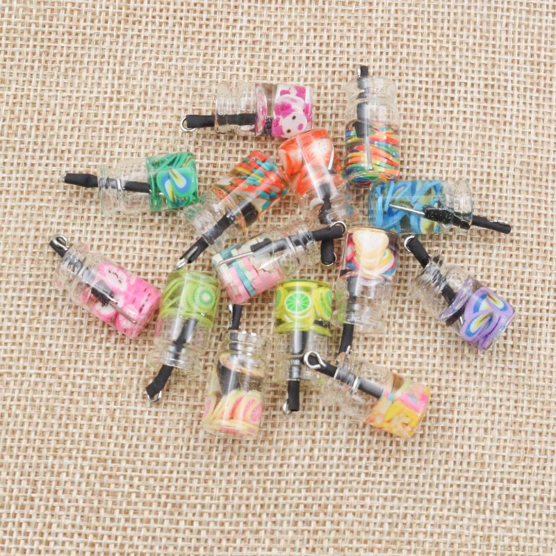 10Pcs Multi-Styles Mix Fruit Animals Dice Cloud Resin Earring Charms Diy Findings Keychain Bracelets Handmade Charms