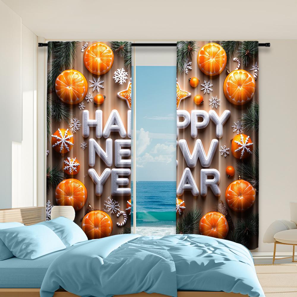 

2Pcs Contemporary Rod Hole Curtains Versatile For Bedroom Living Room Office Machine Washable Polyester With Scenic Prints 100*130 Grommet Top 1pcs