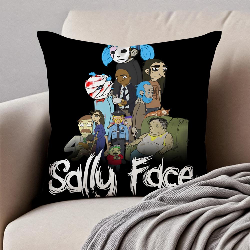 Eerie Indie American Video Game SSally Face Cushion Cover Pillowcase Antidustmite Invisible Zipper Short Plush Sofa Cushion