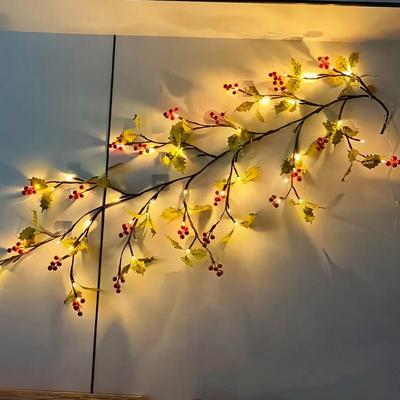 Romantic Bendable LED String Lights with Butterflies & Red Berries