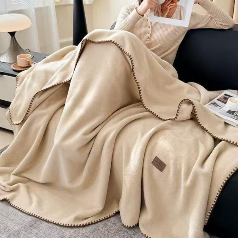Premium Camel Hair Texture Blanket Lightweight Polyester Fiber All Season Sofa Throw Office Nap Scarf Air Conditioner Blanket