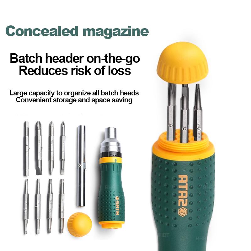 19 In 1 Precision Ratchet Screwdriver – Interchangeable Bit Set, Two-Way Ratchet Multi-Function Repair Hand Tool