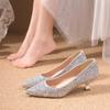 Fashion 2025 New Crystal Wedding Shoes Female 2024 New Gold Wedding Bridesmaid High Heels Bridal High Heels Zapatillas De Mujer