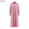 ZANZEA Vestido informal de manga larga con cuello vuelto para mujer